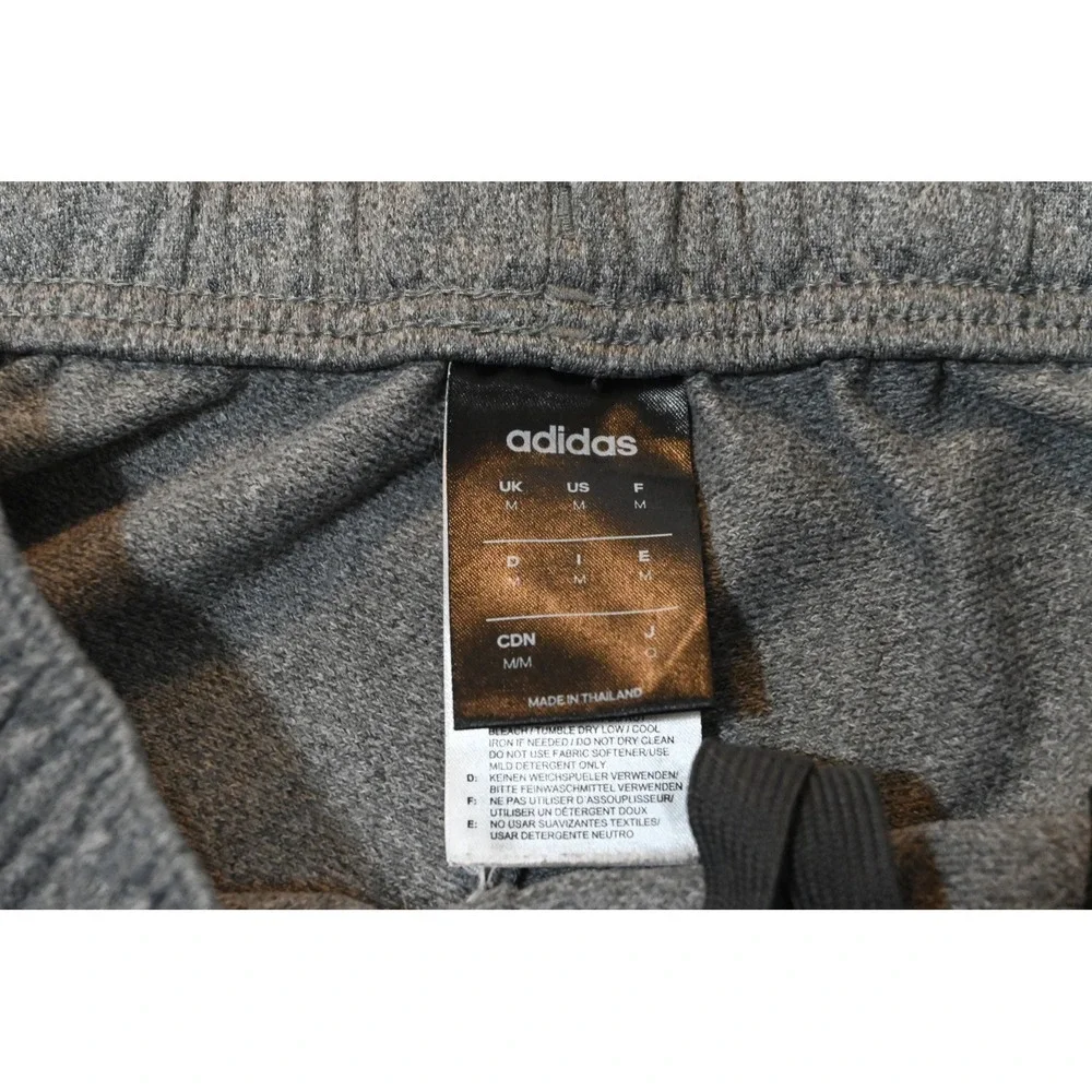Adidas Sweat Pants Mens Medium Gray Black Stripes Athletic Joggers Excellent